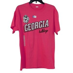 NCAA Georgia Bulldogs Pink T-Shirt Hairy Dawg Graphic Tee Medium NEW